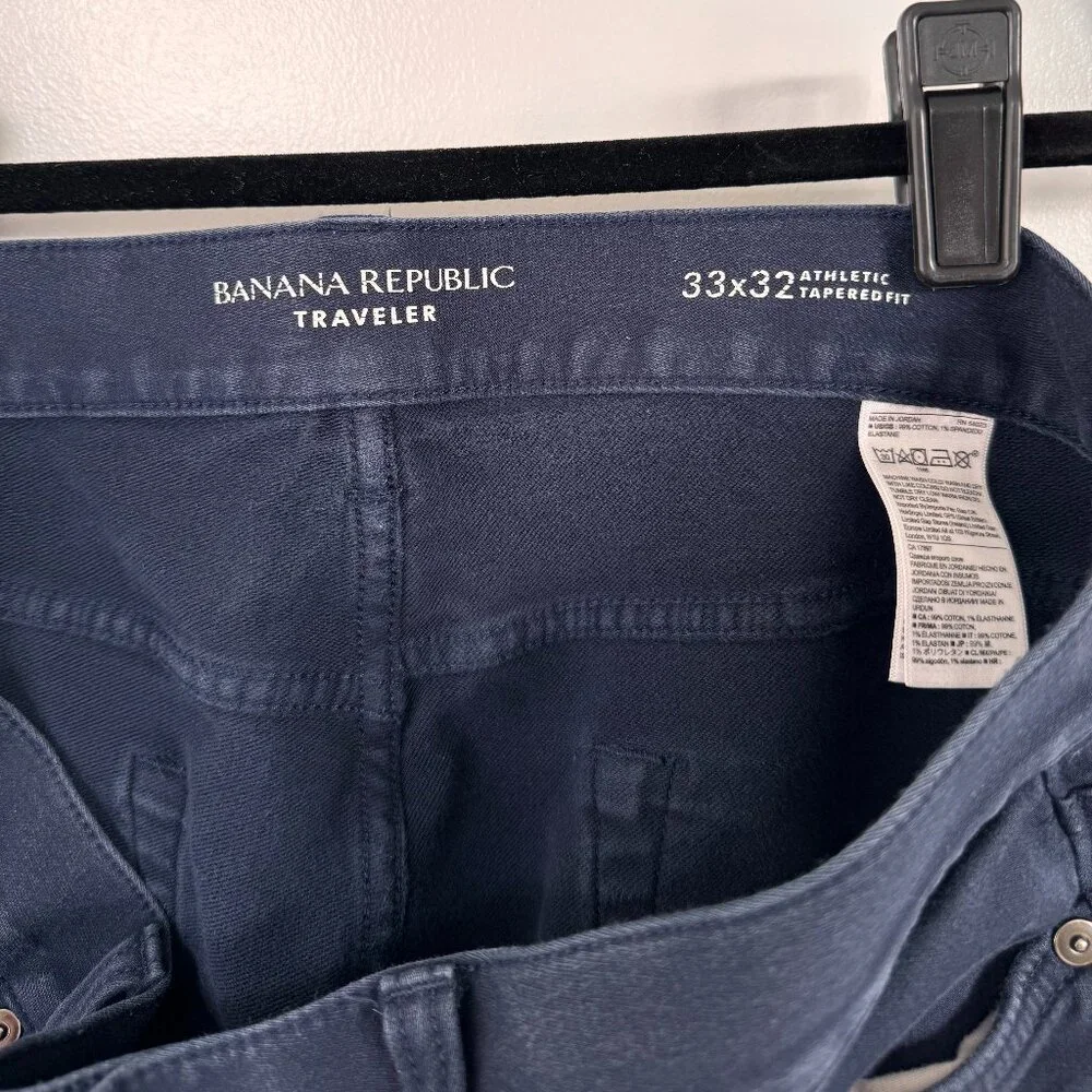 Banana Republic Men's Traveler Athletic Tapered Fit W33 L32 Navy